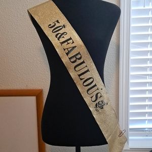 50 & Fabulous glittery golden sash